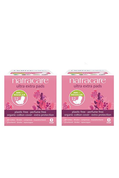 Natracare Ultra Extra Wing Pad Regular (12 Pieces) - Set of 2 - 24 Pieces Ultra Extra Regular Pad