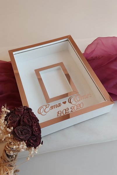 Verda Çerçeve 30x40 Cm Rama de memorie trandafir alb-aur roz! Rama foto! Cadr...