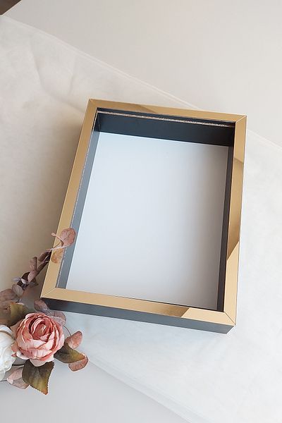 Verda Çerçeve 30x40 Cm Deep Black-gold Memory Frame for Special Day Flowers!Rose Frame Box!