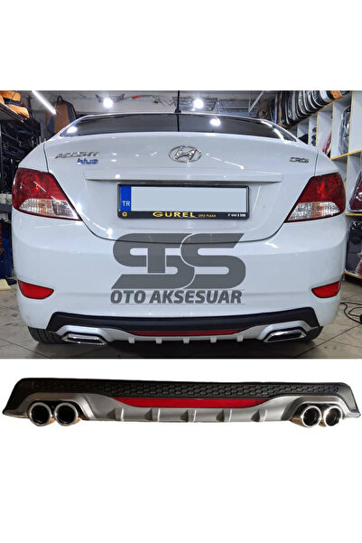 Furens Hyundai Accent Blue Difüzör Arka Tampon Eki 4 Egzoz Çıkışlı Gri Reflek...
