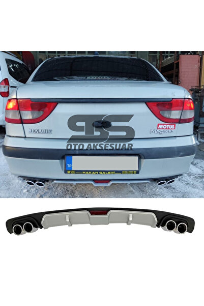 Furens Renault Megane 1 Difüzör Arka Tampon Eki 4 Egzoz Çıkışlı Gri