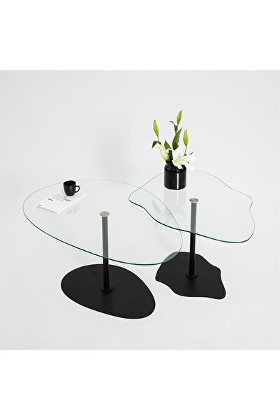 NEOstill - Dior & Porto Sehpa Seti /şeffaf & Siyah