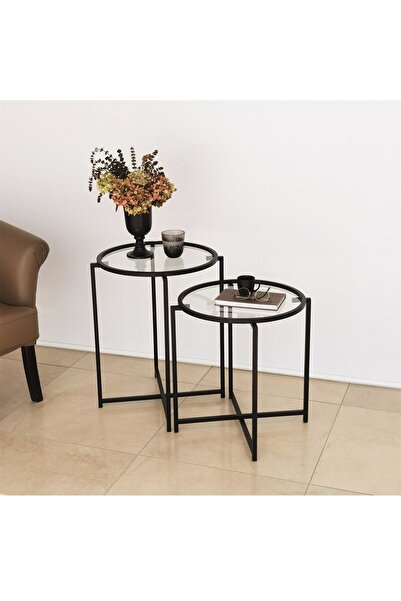 NEOstill - Siyah Metal 2'li Yan Sehpa S412