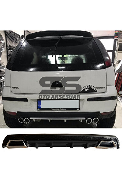 Furens Opel Corsa C Difüzör Arka Tampon Eki 2 Egzoz Çıkışlı Siyah Lüx Tip