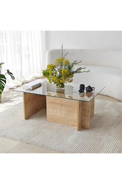 NEOstill - Giona Cam Sehpa / Safir Meşe