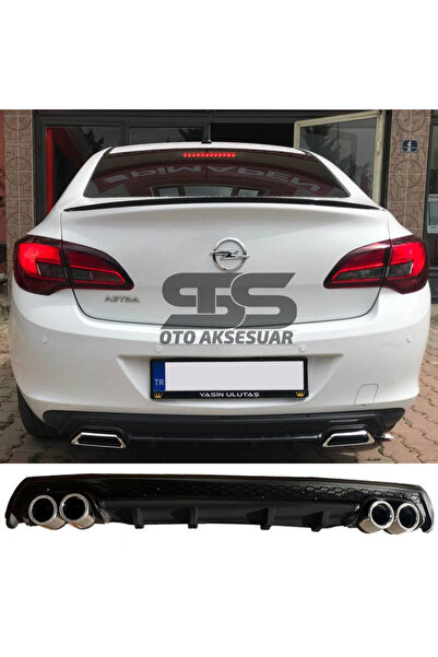Furens Opel Astra J Difüzör Arka Tampon Eki 4 Egzoz Çıkışlı Siyah Lüx Tip