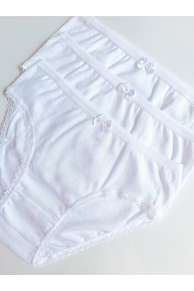 ÇebiKids Girl's 100% Cotton White Jacquard Slip/Panties 3-Piece