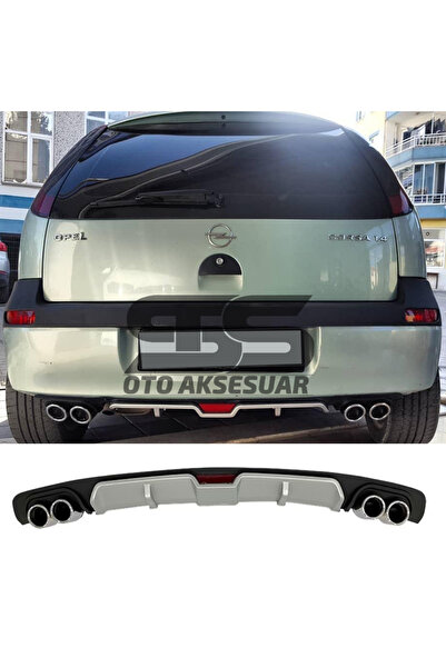 Furens Opel Corsa C Difüzör Arka Tampon Eki 4 Egzoz Çıkışlı Gri