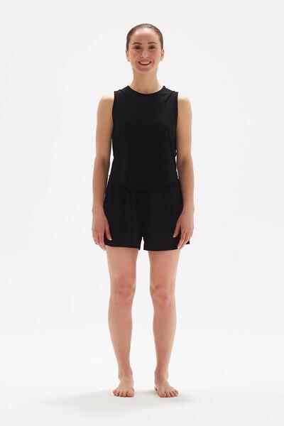 Comm-Ci Tricou tricotat fără mâneci Holly, negru, din bumbac organic, cu desi...