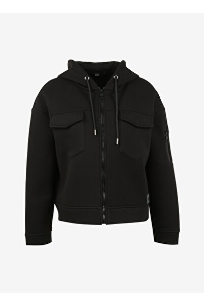Caterpillar Siyah Kadın Kapüşonlu Sweatshirt C3WL-SWT27