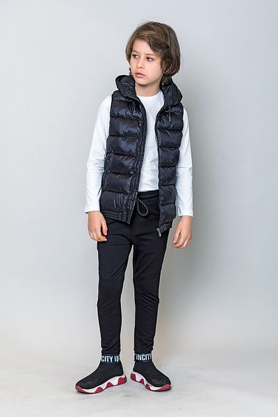 incity Boy's Hooded Black Very Cool Puffer Vest
