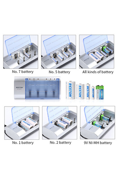 Beston DXT BESTON BST C821BW (AA AAA C D 9V SC) UNIVERSAL TÜM BOYLAR PİL ŞARJ CİHAZI