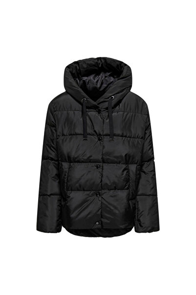 ONLY Selin Puffer Kadın Siyah Kapüşonlu Mont
