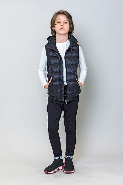 incity Boy's Hooded Black Very Cool Puffer Vest