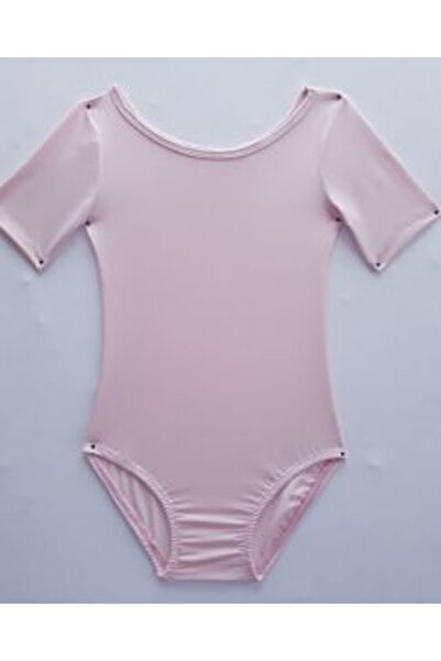 LULLY KİDS Kız Çocuk Pembe Kısa Kol Jimnastik Bale Mayosu