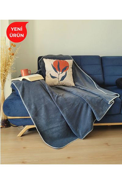 Alpar Tekstil Plush Welsoft TV Blanket - Sofa Shawl 120x160cm / Smoked