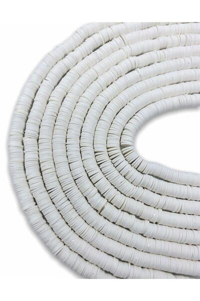 Hedef Bijuteri 8 مللي متر اللون الأبيض بوليمر كلاي فيمو حبة سلسلة ، 40 سنتيمت...