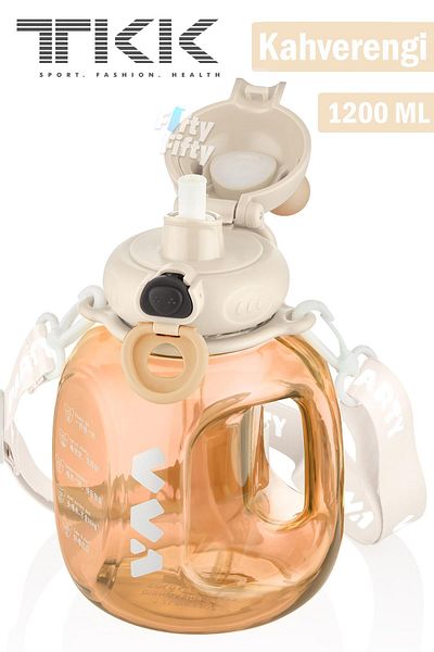 Vagonlife TKK VVA1200 ML زجاجة مياه تريتان مزدوجة الاستخدام مع شفاطة/شرب مريح خالٍ من مادة Bpa مع حزام FFTKK1002-12