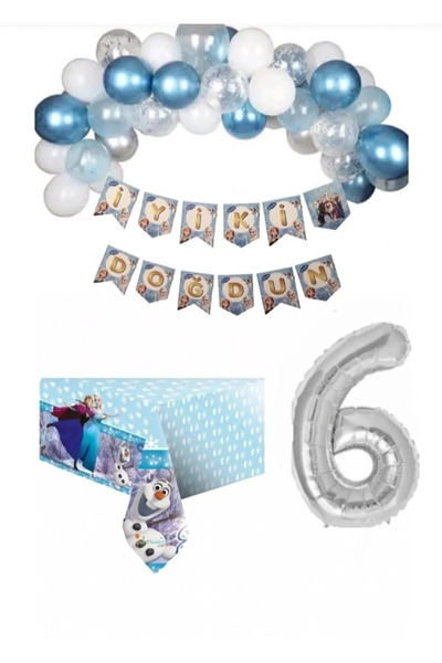 FOKUL Frozen Elsa Anna Frozen Queen Frozen Set de ornamente pentru concept de ziua de naștere de 6 ani
