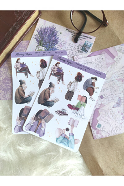 Flowery Paper Okuma Halleri Sticker -Defterler,Scrapbook, Bullet Journal için...