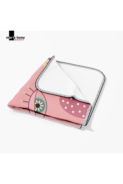 Marte Home Pink Butterfly Patterned One Side Printed 100x170 Cm Polar TV Blanket