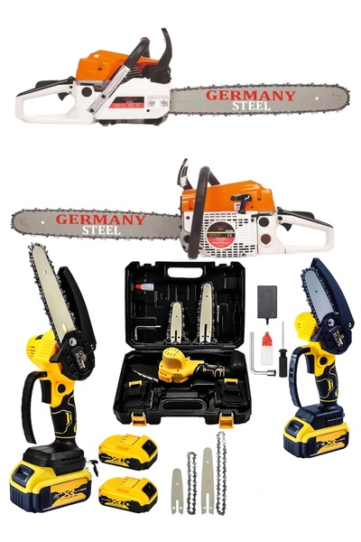 Germany Steel 2'li Set Benzinli Testere 7.9 Hp Ağaç Odun Kesme Makinesi Motor...