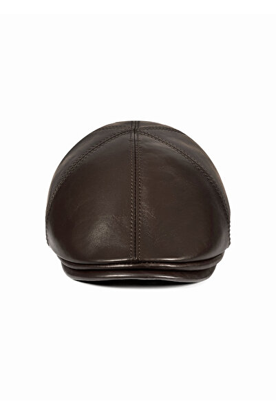 TARETTİ - 6 PANEL KASKET MODEL HAKİKİ DERİ ŞAPKA