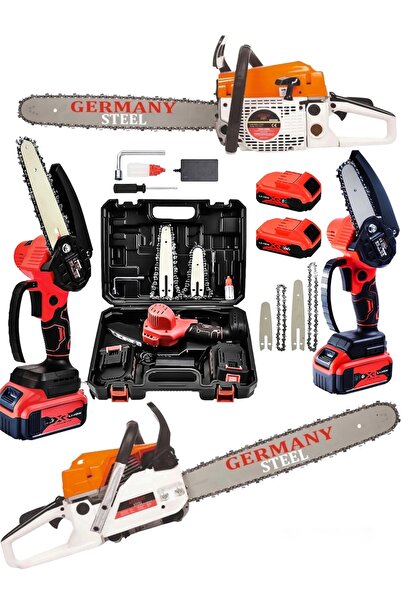 Germany Steel 2'li Set Benzinli Testere 7.9 Hp Ağaç Odun Kesme Makinesi Motor...