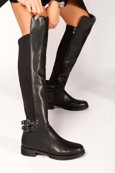 Shoeberry Dámské elastické boty Eliana Black Skin Black Skin