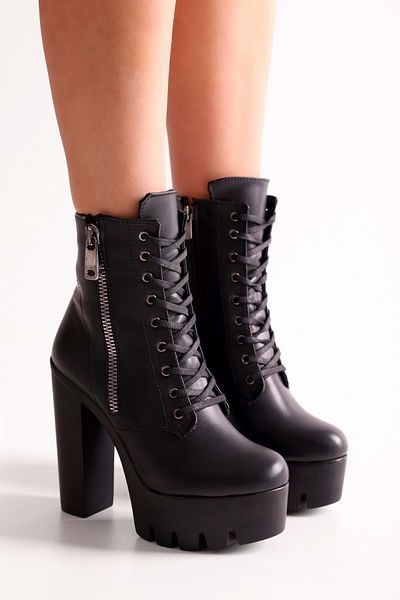 Shoeberry Damskie buty na wysokim obcasie Audrey Black Skin w kolorze czarnym