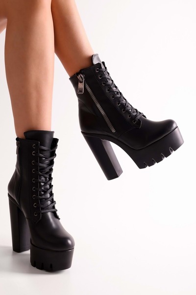 Shoeberry Dámské boty na vysokém podpatku Audrey Black Skin Black Skin