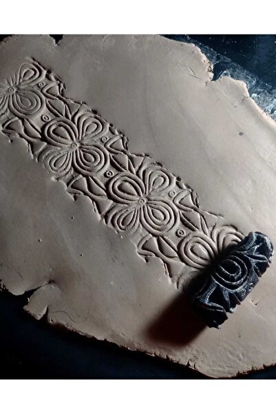 Enbceramic 10 Cm Seramik, Polimer Kil Antik Silindir Mühür Desen Oklavası