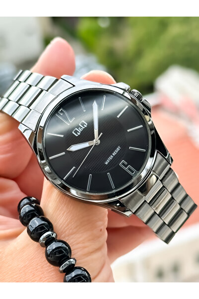 Q&Q Smoked Color, Steel Strap, Waterproof, Thin Case Men's Wristwatch + bracelet