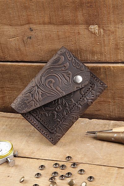 New Coast Leather 1900's Ръчно изработен дамски портфейл от естествена кожа в кафяво