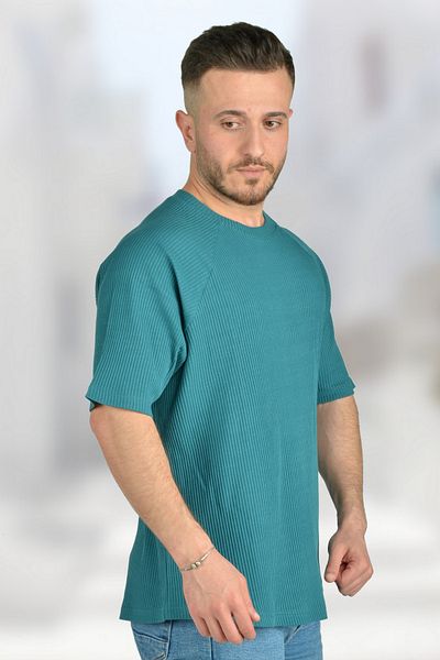 BESSA Ανδρικό μπλουζάκι με πράσινο μέντα Oversize, υφασμάτινο μανίκι Raglan με λαιμόκοψη