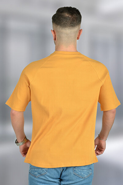 BESSA Ανδρικό μπλουζάκι Freedom με εμπριμέ καφέ υπερμεγέθη μπλουζάκι με ριμπ ύφασμα Raglan μανίκι