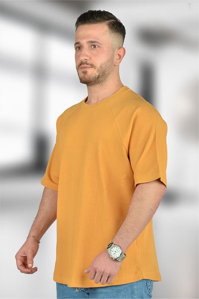 BESSA Мъжка тениска Oversize - с кръгло деколте, кадифе, реглан ръкав