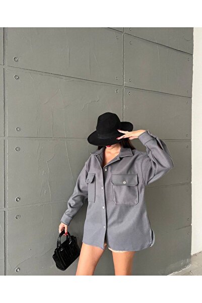 PINK Antrasit Kaşe Gömlek