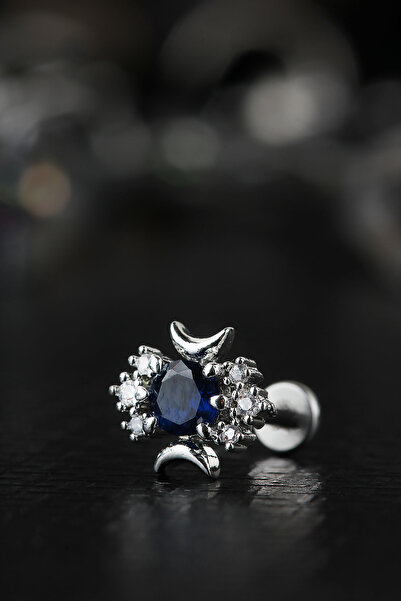 depozoom Cerrahi Çelik Kıkırdak Tragus Helix Zirkon Taş Labret Piercing