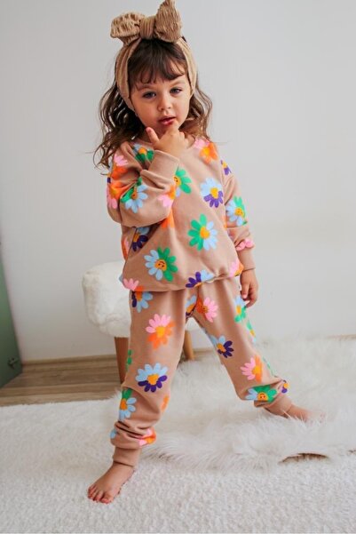 tunay moda بدلة زهور مكونة من 3 خيوط
