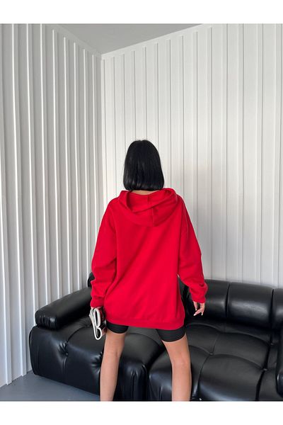 Gofeel Atelier Red Oversize Φούτερ με κουκούλα Outdoor Streetwear Y2K GOFEEL