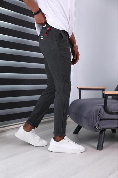 JACK CAPRİO Erkek Pileli Jogger Bel Lastikli Paça Duble Pileli Yeni Sezon Jogger Pantolon Kordonlu