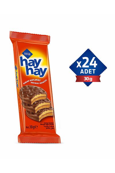 Çizmeci Time Hay Hay Classic Biscuit - Cocoa Coated, Cream, 30 g X 24 Pieces