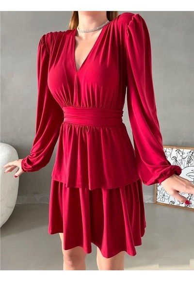 Secret Passion Lingerie Mini rochie de seară cu mâneci lungi, cu decolteu în ...