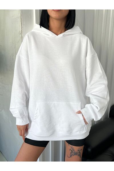 Gofeel Atelier Λευκό Oversize Φούτερ με κουκούλα Outdoor Streetwear Y2K GOFEEL