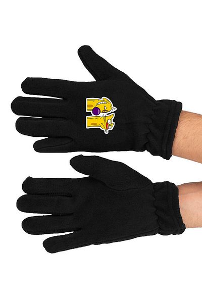 Leng Butik Catdog εμπριμέ χειμερινά μακριά γάντια φλις Bll3488