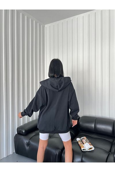 Gofeel Atelier Black Oversize Zippered Cardigan Outdoor Streetwear Y2K GOFEEL