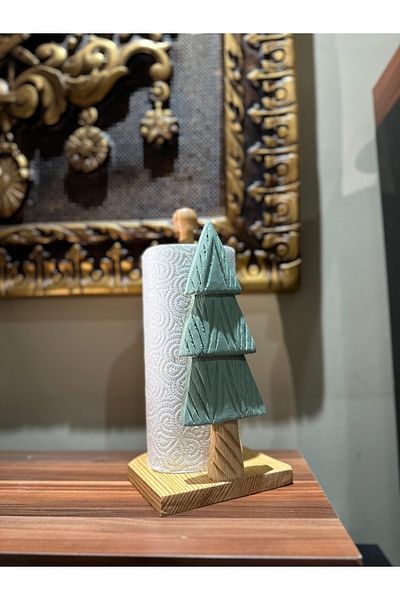 EKBAĞ Wooden Carved Paper Towel Holder Napkin Holder