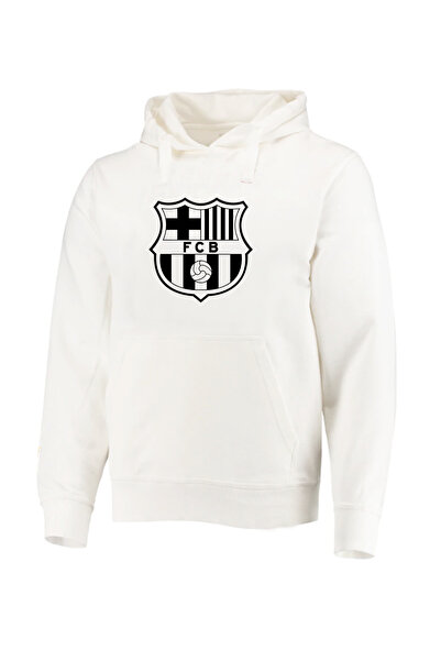 Efendioğlu Design Barcelona Baskılı Ekru Sweatshirt Hoodie