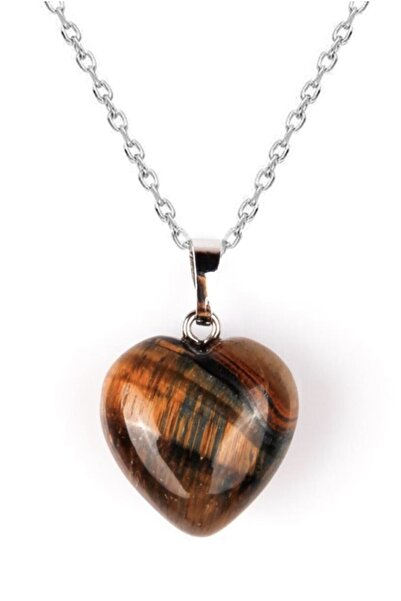 Mıçı قلادة عين النمر من الحجر الطبيعي على شكل قلب للنساء